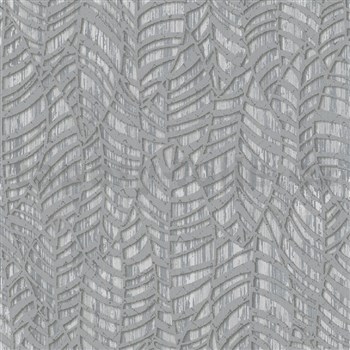 Vliesové tapety na zeď VILLA ROMANA florální vzor stříbrno-šedý na šedém podkladu