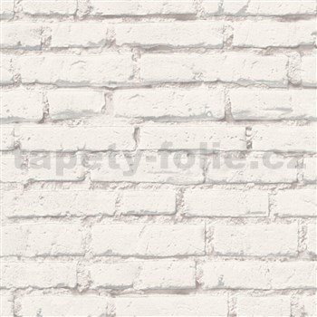 Vliesové tapety na zeď IMPOL Wood and Stone 2 cihly bílé s šedou spárou