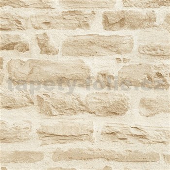 Vliesové tapety IMPOL Wood and Stone 2 ukládaný kámen béžový