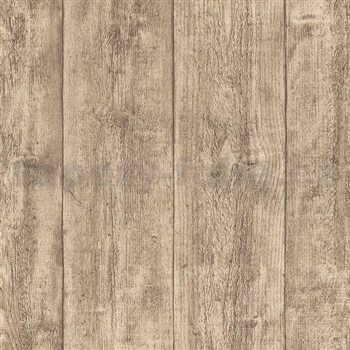 Vliesové tapety IMPOL Wood and Stone 2 dřevo hrubě hoblované hnědé