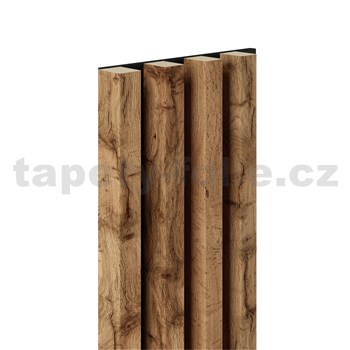 Akustické dekorační panely MAXI dub wotan 3D lamely na filcovém podkladu 270 x 17,7 cm