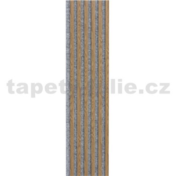 Akustické dekorační panely dub světlý 3D lamely na šedém filcovém podkladu 270 x 30 cm