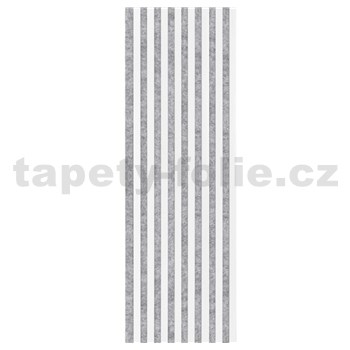 Akustické dekorační panely bílé 3D lamely  na šedém filcovém podkladu 270 x 40 cm