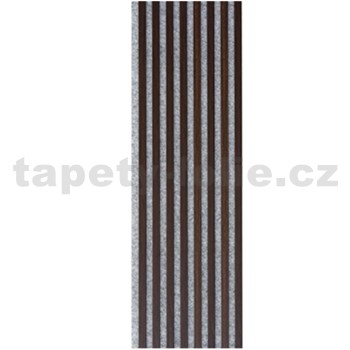 Dekorační panely dub tmavý 3D lamely na šedém filcovém podkladu 270 x 40 cm