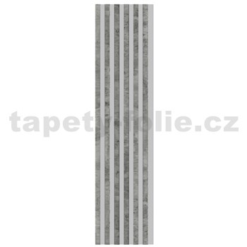 Akustické dekorační panely loft 3D lamely na šedém filcovém podkladu 270 x 40 cm