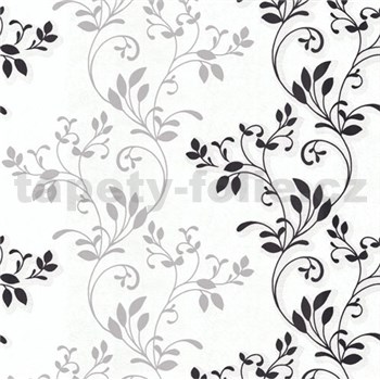 Vliesové tapety na zeď Allure rostlinný vzor šedo-černý se třpytem