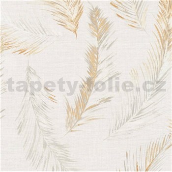 Vliesové tapety na zeď IMPOL Four Seasons listy palmy na hnědém podkladu s textilní strukturou