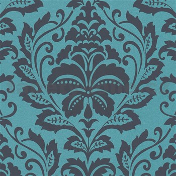 Vliesové tapety na zeď Attractive barokní ornamentální vzor tyrkysovo-šedý - POSLEDNÍ KUSY