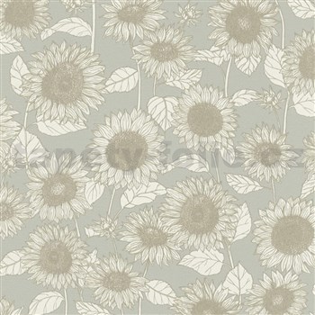 Vliesové tapety na zeď New Life slunečnice na šedém podkladu - POSLEDNÍ KUSY