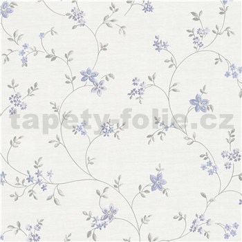 Vliesové tapety na zeď Maison Charme stylizované modré květy na krémovém podkladu