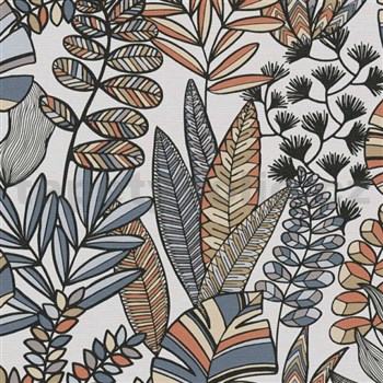 Vliesové tapety na zeď IMPOL Antigua barevné stylizované listy - POSLEDNÍ KUSY