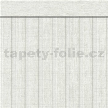 Ochranný stěnový panel - vliesová fototapeta lamely dřevo bílé - 500 x 106 cm
