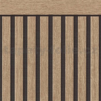 Ochranný stěnový panel - vliesová fototapeta lamely dub hnědý - 500 x 106 cm