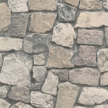 Vliesové tapety na zeď Wood´n Stone kamenná zeď hnědá