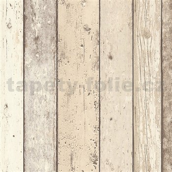 Vliesové tapety na zeď Wood´n Stone dřevěné desky světle hnědé