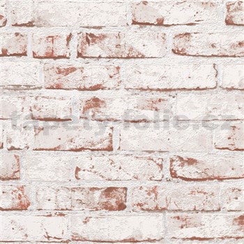 Vliesové tapety na zeď Wood´n Stone cihla červená s bílým nátěrem