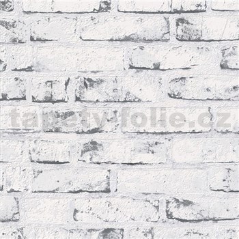 Vliesové tapety na zeď Wood´n Stone cihla bílo-šedá