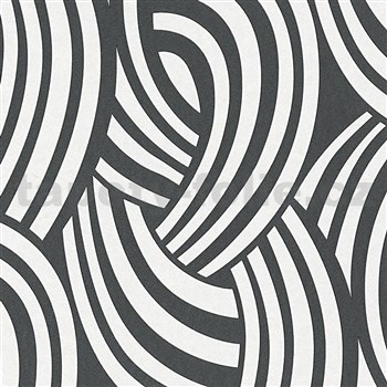 Vliesové tapety na zeď Pigment Art  Deco Waves černo-bílý MEGA ROLL - POSLEDNÍ KUSY