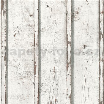 Vliesové tapety na zeď Wood´n Stone desky dřevěné bílé