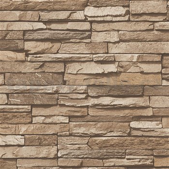 Vliesové tapety na zeď Wood´n Stone kámen středně hnědý