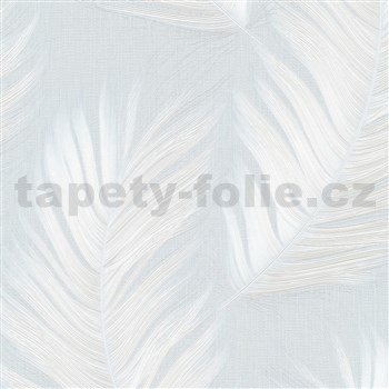 Vliesové tapety na zeď Aurora peříčka bílé na světle modrém podkladu