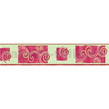 Samolepící bordura žlutá s červenými ornamenty 10 m x 5 cm - POSLEDNÍ KUSY