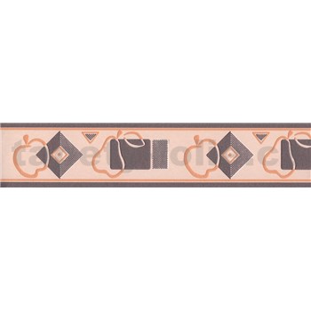 Bordura kuchyňský vzor oranžovo-hnědý 5 m x 7 cm - POSLEDNÍ KUSY