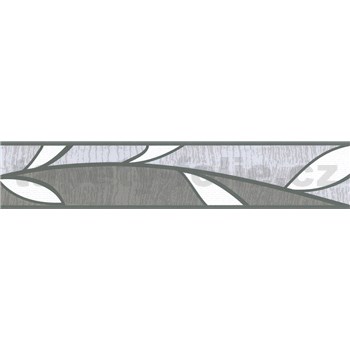 Samolepící bordura lístky šedé 5 m x 5,8 cm