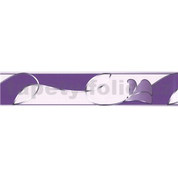 Samolepící bordura květy s vlnovkami fialové 5 m x 5,8 cm  - POSLEDNÍ KUS