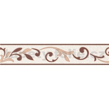 Samolepící bordura ornamenty hnědé 5 m x 5,8 cm