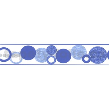 Samolepící bordura kruhy modré 5 m x 5,8 cm - POSLEDNÍ KUSY