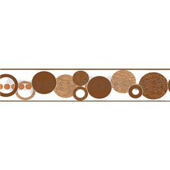 Samolepící bordura kruhy hnědé 5 m x 5,8 cm - POSLEDNÍ KUSY