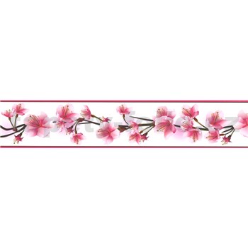 Samolepící bordura třešňové květy růžové 5 m x 5,8 cm