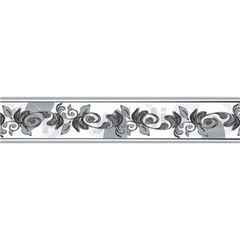 Samolepící bordura ornamenty šedé 5 m x 5,8 cm