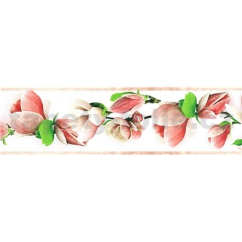 Samolepící bordura větve s květy růžové 5 m x 8,3 cm - POSLEDNÍ KUSY