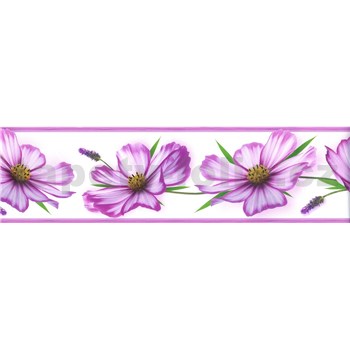 Samolepící bordura květy fialové 5 m x 8,3 cm