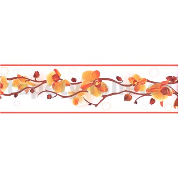 Samolepící bordura orchidej oranžovo-hnědá 5 m x 8,3 cm - POSLEDNÍ KUSY