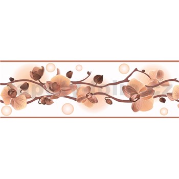 Samolepící bordura orchidej hnědo-béžová 5 m x 8,3 cm