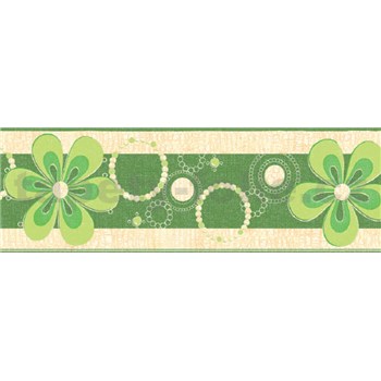 Samolepící bordury květy zelené 5 m x 6,9 cm - POSLEDNÍ KUSY
