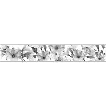 Samolepicí bordury na zeď lilie šedé 5 m x 8,3 cm