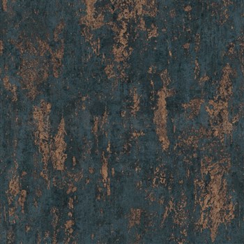 Vliesové tapety na zeď Casual Chic moderní vertikální stěrka tmavě modrá s bronzovými odlesky