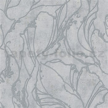 Vliesové tapety na zeď City Glow moderní stěrka stříbrná na šedém podkladu