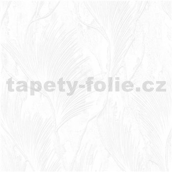 Vliesové tapety na zeď IMPOL designové listy stříbrné na bílém podkladu - POSLEDNÍ KUSY