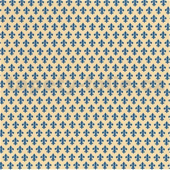 Samolepící fólie lilie modré na béžovém podkladu - 45 cm x 15 m - POSLEDNÍ METRY