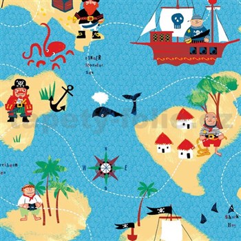 Samolepící fólie piráti - 45 cm x 15 m - POSLEDNÍ METRY