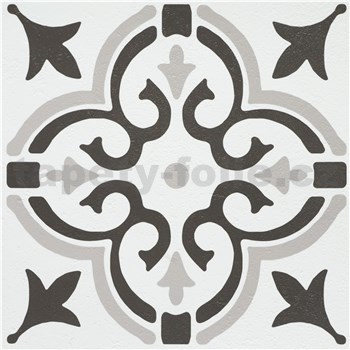 Vinylové samolepící podlahové čtverce Classic ornamentální vzor šedý rozměr 30,5 cm x 30,5 cm