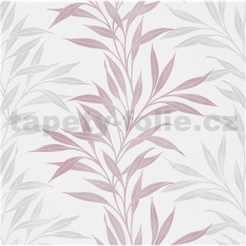 Vliesové tapety na zeď růžovo-šedé popínavé větvičky - POSLEDNÍ KUSY