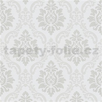 Vliesové tapety na zeď IMPOL zámecký vzor stříbrno-šedý na leskle bílém podkladu