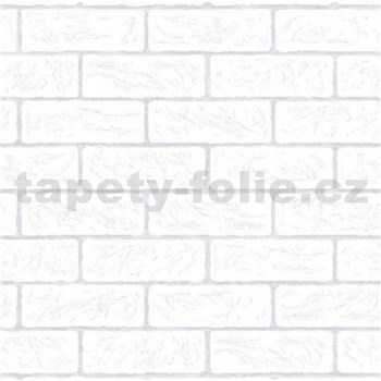 Vliesové tapety na zeď bílá cihla s šedou spárou