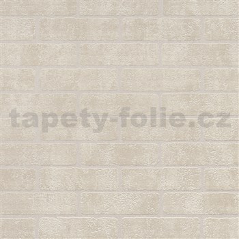 Vliesové tapety na zeď IMPOL cihla krémová s metalickou spárou  AKCE